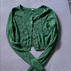 Green Ribbed Cardigan